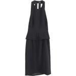 Vintage Hållbara Svarta Peplum-klänningar med Halterneck-ringning i Syntet för Damer 