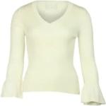 Vintage Hållbara Beige Sweatshirts med volang från Moschino med V-ringning för Damer 