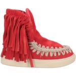 Tegelröda Ankle-boots med fransar från Mou i storlek 32 med rundad tå i Mocka för Flickor 
