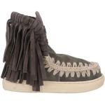 Blygråa Ankle-boots med fransar från Mou i storlek 32 med rundad tå i Mocka för Flickor 