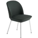 Muuto - Oslo Side Chair, Twill Weave 990 Chrome Legs - Twill Weave 990 - Grön - Matstolar - Metall/syntetiskt/ull