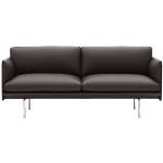 Muuto - Outline 2-Seater / Polished Aluminium Base Easy Leather Root - Root - Brun - Soffor