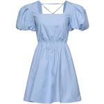 Kortkorta Himmelsblåa Kortärmade Korta klänningar med puffärm från NA-KD i Storlek XL med Fyrkantsringning i Bomull för Damer 