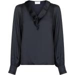 Svarta Blusar med puffärm från Neo Noir med V-ringning i Polyester för Damer 