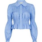 Randiga Ljusblåa Randiga skjortor med puffärm från Neo Noir för Damer 