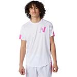 Blockfärgade Vita Kortärmade Tränings t-shirts från New Balance på rea i Storlek S i Material som andas i Mesh för Herrar 