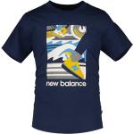 Blåa Kortärmade Tränings t-shirts från New Balance på rea i Storlek S för Herrar 