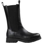 Rockiga Svarta Ankle-boots från New Rock i storlek 36 med rundad tå i Mjukt läder för Damer 