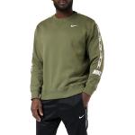 Sportiga Olivgröna Huvtröjor från Nike Repeat i Storlek S i Fleece för Herrar 