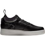 Svarta Skinnsneakers från Nike Air Force 1 på rea med rundad tå i Läder för Herrar 