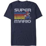 Retro Randiga Marinblåa Nintendo Mario T-shirts med tryck i Storlek XXL för Herrar 