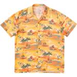 Casual Orange Kortärmade Hawaiiskjortor för Herrar 