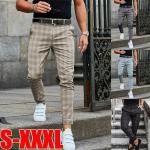 Streetwear Rutiga Khaki Mönstrade byxor i Extra Långa i Storlek 3 XL i Syntet för Herrar 