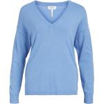 Blåa Långärmade Stickade tröjor med glitter från Object på rea i Storlek S med V-ringning för Damer 