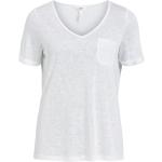 Vita Kortärmade Kortärmade T-shirts från Object i Storlek XS med V-ringning 