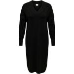 Vadlånga Svarta Långärmade Stickade klänningar från Only Carmakoma på rea i Storlek XL med V-ringning i Akryl för Damer 