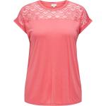 Hållbara Rosa Kortärmade T-shirts stora storlekar från Only Carmakoma i Storlek XL i Spets för Damer 