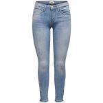 ONLY Dam Kendell normal ankel dragkedja smal passform jeans, Ljusblå denim, 26W x 32L