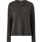 Ljusgråa Långärmade Ribbstickade tröjor från ONLY i Storlek L med V-ringning för Damer 