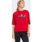 Hundtandsmönstrade Röda Tränings t-shirts från adidas Originals på rea i Storlek S med Rund ringning i Bomull för Damer 