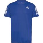Blåa Kortärmade Kortärmade T-shirts från adidas Own The Run i Storlek M 