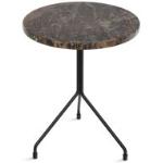 Ox Denmarq - Allforone Table Or Stool, Height 48 Cm, Top: Brown Marble - Svart - Svart - Sidobord - Metall/sten