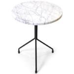 Ox Denmarq - Allforone Table Or Stool, Height 48 Cm, Top: White Marble - Svart - Svart - Sidobord - Metall/sten