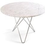 Ox Denmarq - O Dining Table Ø100 Stainless Steel/white Marble - Vit - Vit - Matbord - Metall/sten