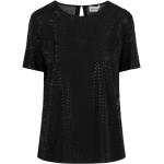 Svarta Kortärmade blusar med strass i Storlek S i Polyester för Damer 