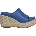 Blåa Sandaletter med kilklack från Paloma Barceló med Kilklack med rundad tå i Nappa för Damer 