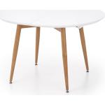 Vita Runda matbord Högglansiga från Skånska Möbelhuset förlängningsbara med diameter 120cm i Ek 