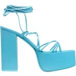 Sommar Blåa Snörade sandaletter med Snörning med Klackhöjd över 9cm i Läder för Damer 