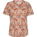 Blommiga Flerfärgade Kortärmade Kortärmade T-shirts från Part Two med Rund ringning i Linne för Damer 