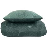 Påslakanset 150x210 cm - Vändbart design i 100% Bomullssatin - Big Flower grön - Sängset från By Night