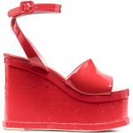 Röda Sandaletter med kilklack på rea i storlek 38 med Kilklack med öppen tå i Läder för Damer 
