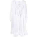 Knälånga Vita Peplum-klänningar med U-ringning i Bomull för Damer 