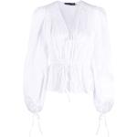 Vita Långärmade Långärmade blusar med puffärm från Ralph Lauren Lauren på rea i Storlek L med V-ringning för Damer 