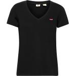 Svarta Kortärmade Kortärmade T-shirts från LEVI'S i Storlek XS med V-ringning för Damer 