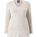 Ljusgråa Långärmade Ribbstickade tröjor från Marina Rinaldi på rea i Storlek XL med V-ringning för Damer 