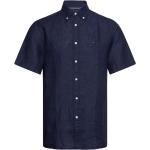 Marinblåa Kortärmade Linneskjortor från Tommy Hilfiger i Storlek S 