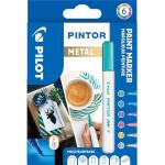 Pilot Märkpenna Pintor Fine spets, 1,0 mm, 6 Färger Metal Mix