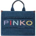 Blåa Shoppingväskor med paljetter från PINKO i Denim för Damer 