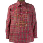 Vintage Hållbara Rutiga Röda Trekvartsärmade Rutiga skjortor från Walter van Beirendonck i Storlek M i Bomull för Herrar 