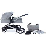 Pixini Neyla Kombi barnvagn med tygbricka/buggy/skötväska/mugghållare/regnpresenning/myggnät/skötdyna (grå/grå)