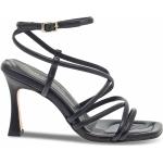 Svarta Sandaletter med Klackhöjd 7cm till 9cm i Läder för Damer 