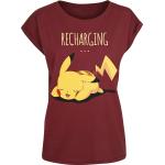 Vinröda Pokemon Pikachu T-shirts i Storlek M i Bomull för Damer 