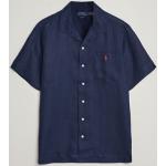 Mörkblåa Kortärmade Linneskjortor från Ralph Lauren Lauren i Storlek M för Herrar 