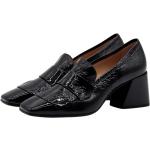 Svarta Loafers med fransar från POMME D´OR med Fyrkantig tå med Klackhöjd 5cm till 7cm i Läder för Damer 