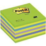 Post-it® Sticky-notislappar, kub, 76 x 76&nbsp,mm, olika neonfärger, 450 blad, 2028-NB