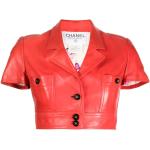 Vintage Hållbara Röda Skinnjackor från Chanel i Storlek S i Läder för Damer 